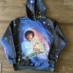 Gear Humans Mens Bob Ross Galaxy Art Hoodie XL